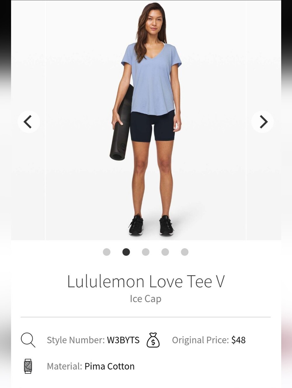 Lululemon Love Tee V Sz 6 Ice Cup Pima Cotton